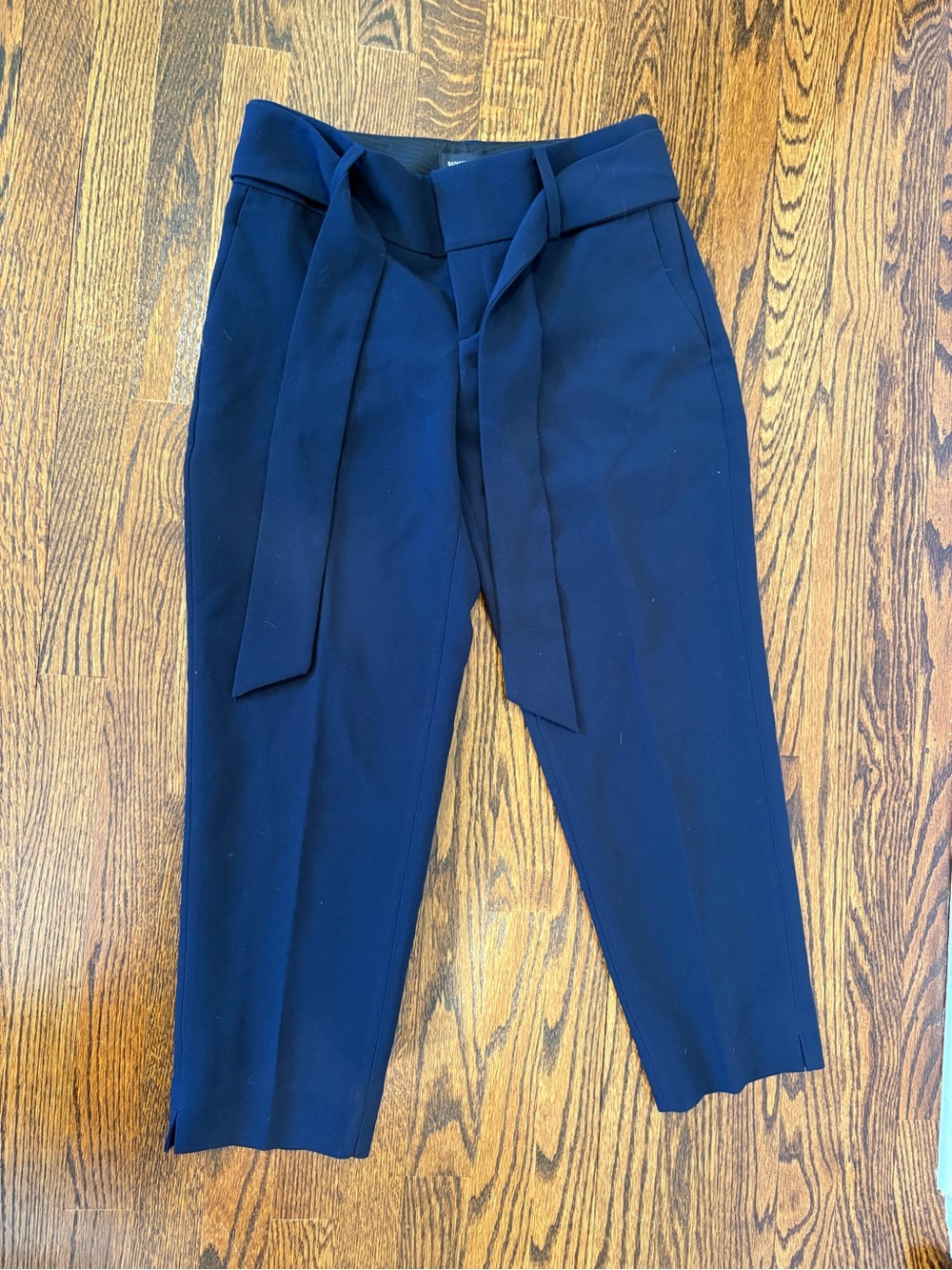 Banana Republic Navy Cropped Tie-Waist Pants